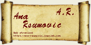 Ana Ršumović vizit kartica